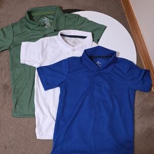 Essentials Kids Polo Trio in Green, White, and Blue